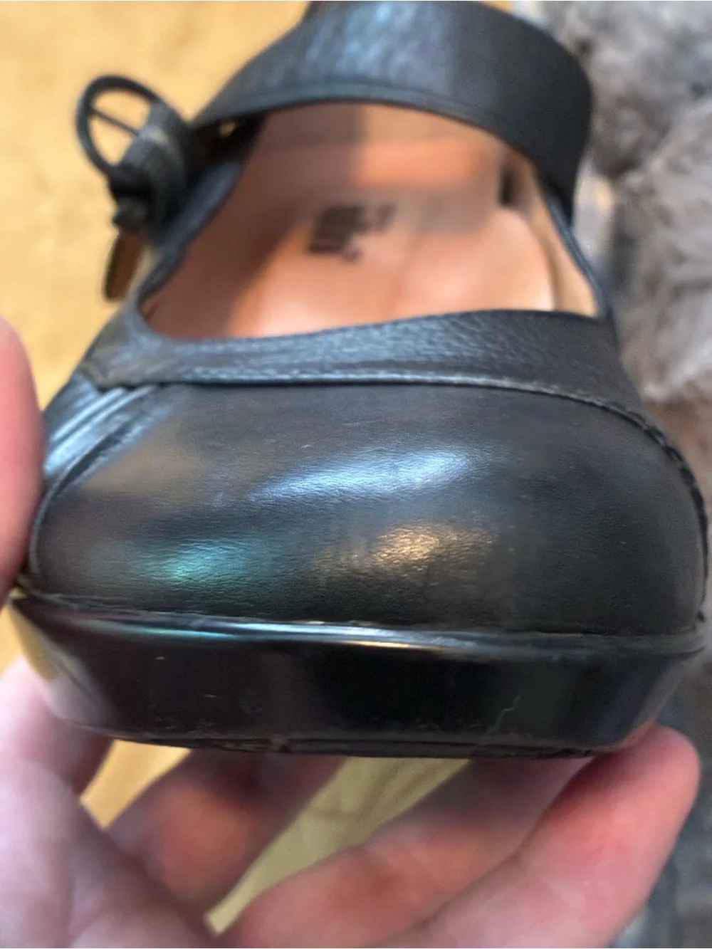 Umberto Raffini Black Leather Mary Jane Heels Sz 7.5